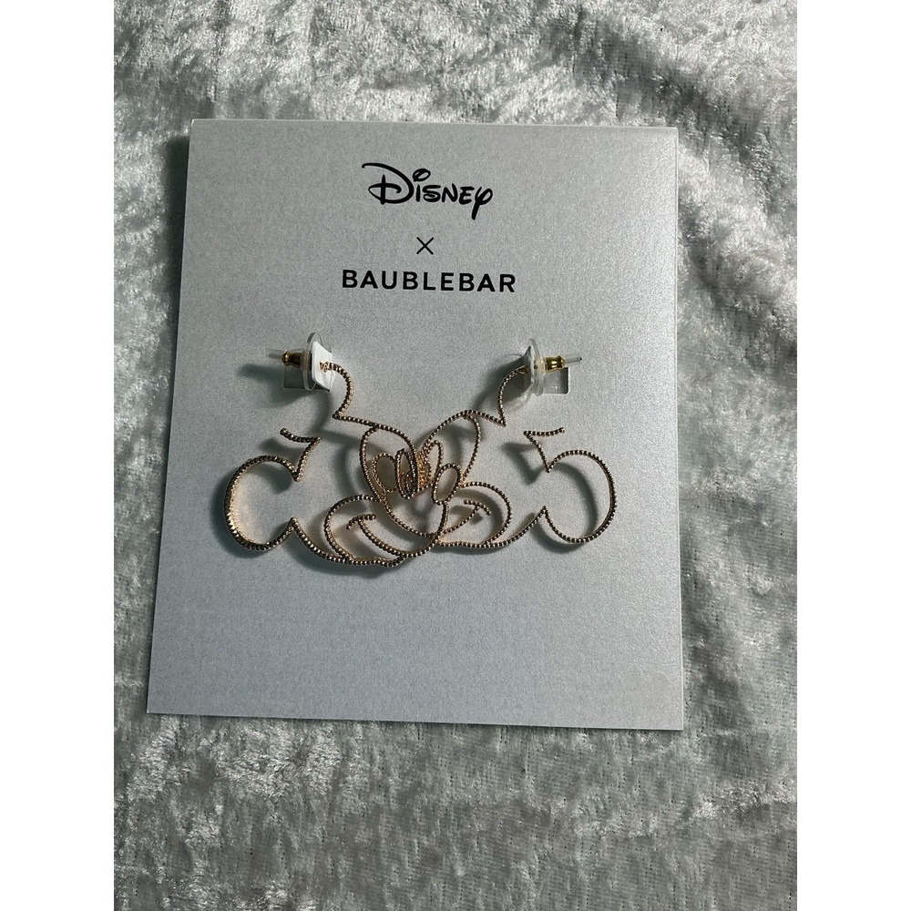 Disney x BaubleBar Mickey Mouse Gold Tone Outline Statement Earrings 1.5" NWT